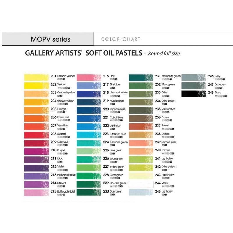 MUNGYO Gallery Artists' Soft Oil Pastels Professional, 48 Assorted Colors,