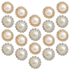 IWOWHERO 20pcs Loose Pearls Decoration Pearl Rhinestone Accessories for Jewelry Making and Diy Hairpin Charms