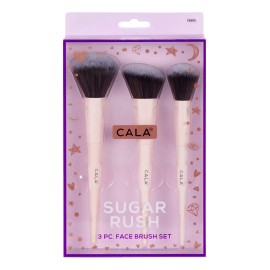 Set Brochas Maquillaje Facial Cala Sugar Rush 3 Piezas Color Rosa