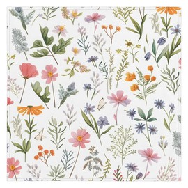 Eizlang Pastoral Floral Cloth Napkins Set of 4 Reusable Dinner Napkins 20"x20" Inch Decorative and Versatile for Wedding Party Dinner Banquet White