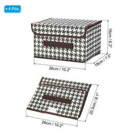 PATIKIL Fabric Collapsible Storage Bin 10.2 x 7.5 x 6.3 Inch, 4 Pcs Foldable Storage Box Cube with Lids and Handle Organizer Container for Home Bedroom Closet Clothes, Black White Grid