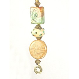 Arts & Crafts Mission Design Natural Cream, Tan, Brown and Green Craftsmen Ceiling Fan Pull Chain