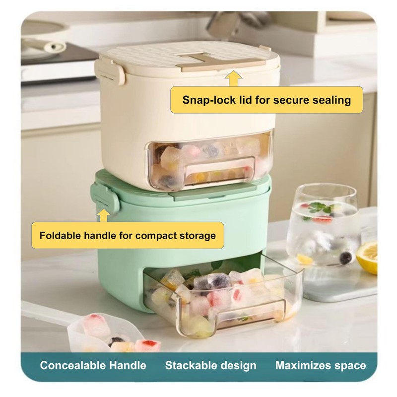 Ice Cube Tray with Lid and Ice Storage Bin, 52