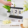 Wood & Metal Perpetual Flip Calendar, Reusable Wooden Desk Calendar