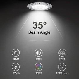 ATCD LED Light Bulbs MR16 6-Pack, 5500K 425LM 35-Watt Equivalent LED Bulbs with GU5.3 Bi-Pin Base, 12V 5W Low Voltage MR16 Bulb for Indoor/Outdoor Landscape Spotlight Path Stair Driveway Lighting