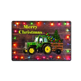 Christmas Tractor 12 X 8 Metal Tin Sign Décor Merry Christmas Xmas Winter Wiener Farm Tree Elf Reindeer Santa Saint Nick Snow Wreath Gift Decorations MS205,Mulitcolor,8 x 12 Inch