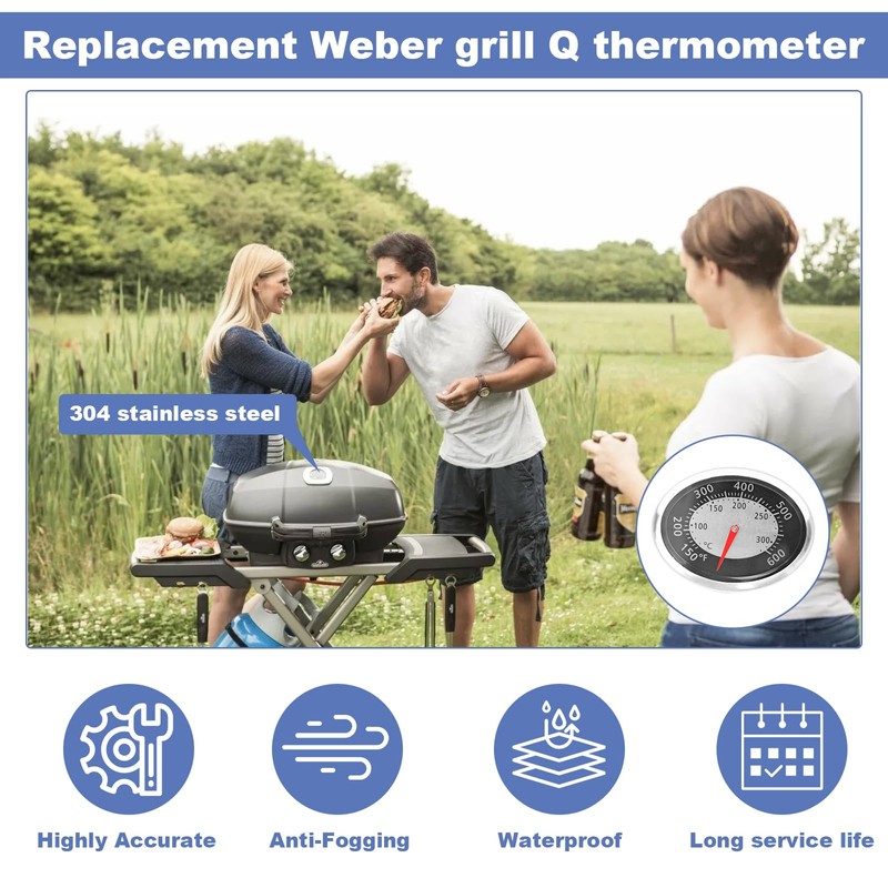 60070 Grill Temperature Gauge Replacement for Weber Q1200 Q220 Q2200