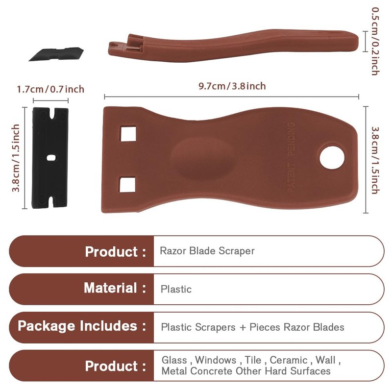 Flintronic Plastic Scraper with 20PCS Plastic Blades, Window Scrapers Ceramic