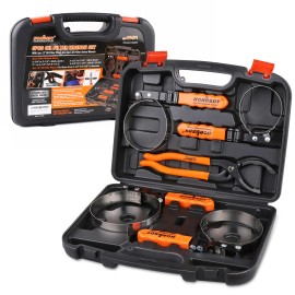HORUSDY 4PCS Oil Filter Removal Set Swivel Wrench & 12" Adjustable Pliers w/Case