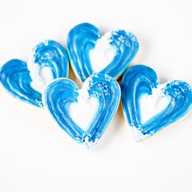 ½ Dz. Ocean Wave Heart Cookies! An S.O.S. to Lovers of the Ocean! Destination, Beach Themed Birthday Party, Wedding Favors