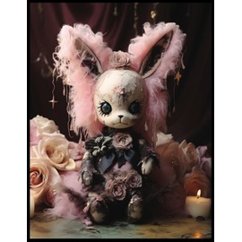 Pink Gothic Pastel Stuffed Bunny Voodoo Doll, Design 3 (WIDE RULED NOTEBOOK): Embrace the Dark Whimsy and Unleash Your Creativity