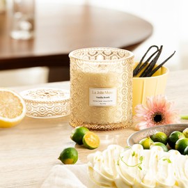 LA JOLIE MUSE Fall Candle | Vanilla Bomb Candle –Vanilla, Lemon Zest & Patchouli |19 oz Large Wooden Wick | Natural Soy Wax | 90 Hours Clean Burn | Gift-Ready for Autumn Hosting | Seasonal Home Décor