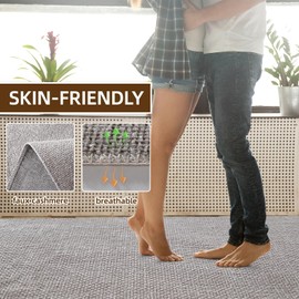 UMBFUN Area Rugs 5x7 for Bedroom Living Room Non-Slip, Washable Rug Chenille Weaving Ultra Soft for Kids and Dogs, Throw Rugs Carpet for Dining Room Decor, Light Gray