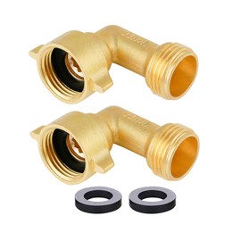 Garden Hose Connector 90 Degree Brass Garden Hose Elbow Solid Brass Adapter (2Pcs)+ Extra 4 Pressure Washers