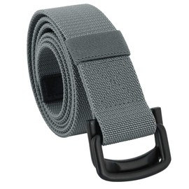 KYEYGWO Elastic Sports Belts for Men and Women, Military Solid Elastic Outdoor Belt with Double D Ring Buckle, Grey