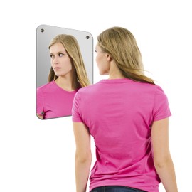 Glossy Gallery Rectangle Shatterproof Acrylic Safety Mirror with Rounded Corners and Screw Mount Set - 12in x 16in