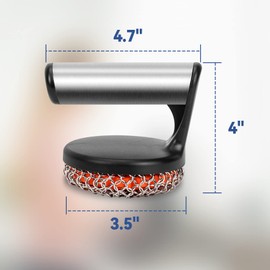 Skyflame Cast Iron Scrubber with Handle, Stainless Steel Chainmail Cleaner for Pans and Skillets - Cast Iron Cookware, Ovens and Grills Cleaning Accessory