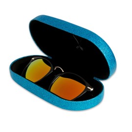 SPUNKYsoul Mermaid Blue Small Premium Fashion Women's Hard Eyeglasses Case By Spunky Soul | Bonus Cleaning Cloth