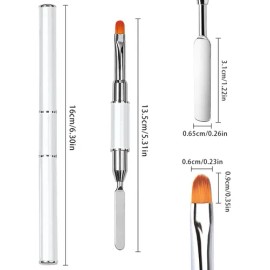 4 Pinceles Para Uñas Polygel/acrigel Doble Con Espátula