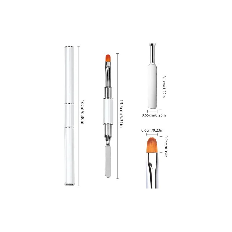 4 Pinceles Para Uñas Polygel/acrigel Doble Con Espátula