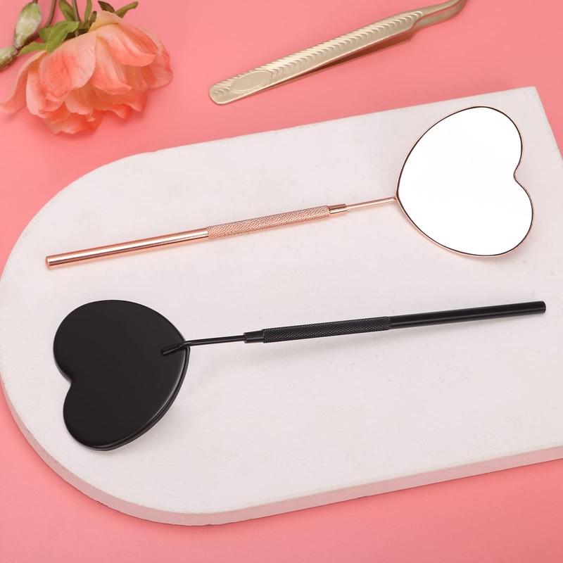 Miuffue Lovely Lash Mirror, Heart Shaped Detachable Stainless Steel Eyelash
