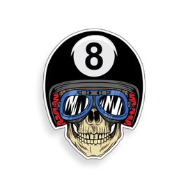 8 Ball Skull Sticker Decal Vinyl Biker Tank Car Cup Cooler Window Bumper Graphic