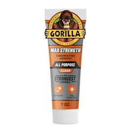 Gorilla Max Strength - calcomanía de construcción, pegamento transparente, tubo de compresión de 7 onzas (paquete de 1) - Relleno de huecos e impermeable