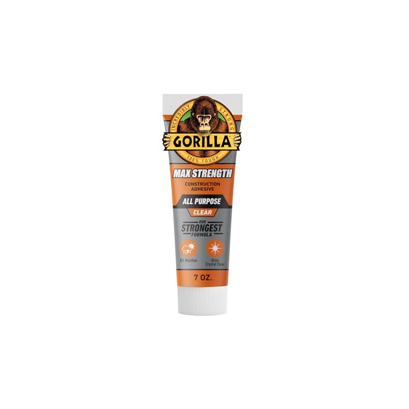 Gorilla Max Strength - calcomanía de construcción, pegamento transparente, tubo