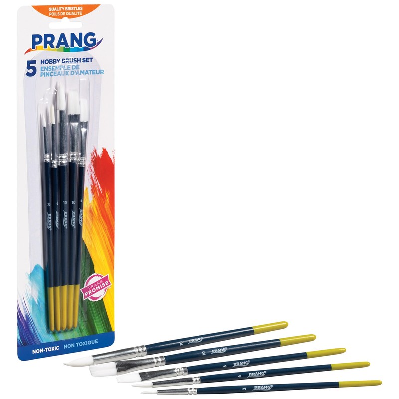 Prang Hobby Paint Brush Set, 5 Assorted Brush Sizes (94005)