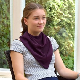 Care Designs Large Adult Neckerchief Bib | Waterproof Adult Bibs for Elderly | Washable Dignified Clothing Protector for Disabled Men & Women | Soft Feel & Comfortable (Aubergine)