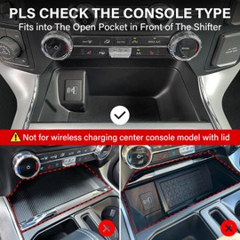 Center Console Compartment Cover for Ford F150 Accessories 2021-2024 2025, Lightning XLT 2022-2024 Interior Hidden Panel Secret Pocket Lid USB Hole(Fits into The Open Pocket in Front of The Shifter)