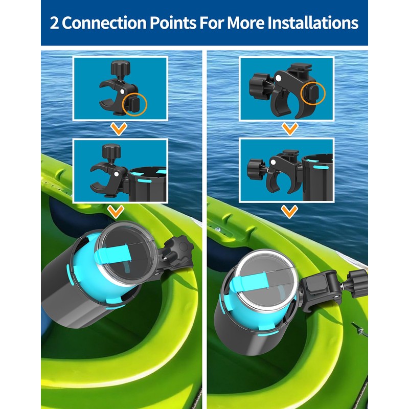 Seaperk Clamp On Kayak Cup Holder, Adjustable & Tool -
