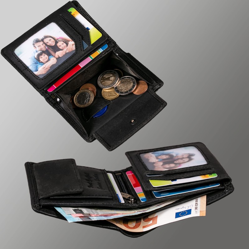 MATADOR Men's Leather Wallet with AirTag Compartment, Nappa Black, Modern