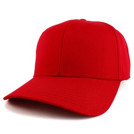 Armycrew XXL Oversize High Crown Adjustable Plain Solid Baseball Cap - RED