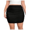 WDIRARA Women's Plus Size Ruched Bodycon Skirt Elastic Waist Mini