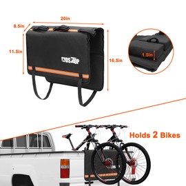 MDSTOP Tailgate Pad for Mountain Bike, Truck Tailgate Bike Protector with Reflective Strips, Scratch Resistant Tailgate Pad Carries Up to 2 Bikes, E-Bikes, BMX&Road Bikes (Black, M)