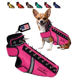 CoyoteVest SpikeVest Dog Harness Vest for Small Dogs, Reflective Dog Vest with Spikes to Shield Your pet from Coyotes, Raptor and Animal Attacks, Anti Hawk Vest, Made in USA (XS-Pink)