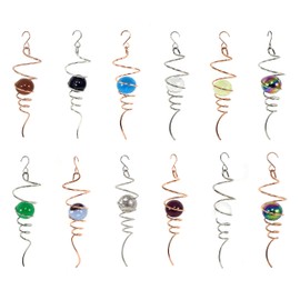 WorldaWhirl Wind Spinner Stabilizer Gazing Ball Spiral Tail Cyclone Yard Twister (11 Inch Copper Plated SS Wire, Multi Color SS Ball Round)