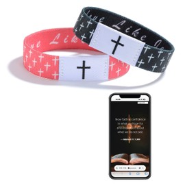 aesdox Bible Verse Bracelets, Pack of 2, Christian Jesus Bracelets with NFC for Men and Women, Ideal Gift Choice, Nylon, No Gemstone