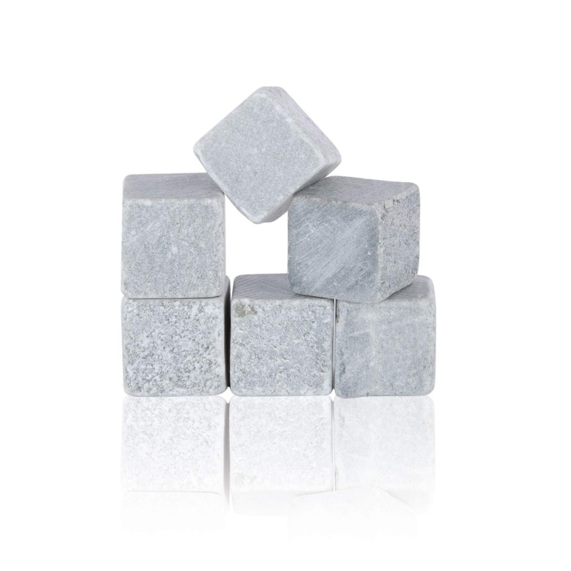 True Glacier Rocks 6 Piece Soapstone Cube Set, Grey