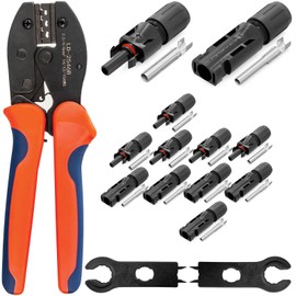 HB-DIGITAL Solar crimp set: 6x solar plugs for solar modules photovoltaic 1000 V + 1x crimping tool for contact lamellae diameter 2.5/4/6 mm² red + 2x solar tensioner wrench black