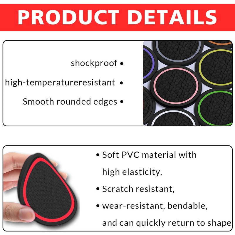 4PCS Car Cup Holder Coasters, Dustproof Automotive Interior Accessories Mat,2.75