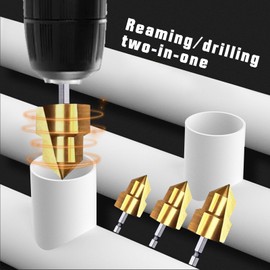 Pcmursal 3 Pack Heavy Duty Pipe Reaming Drill Bits, Conduit Reamer, ABS Pipe Reamer Kit, PVC Pipe Reamer, Pipe Reamer Tool, Pipe Expander for Hole Opening and Expanding
