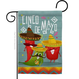 Breeze Decor Chili Pepper Cinco de Mayo Garden Flag Summer Party Cactus Pinata Sombrero Mexican Fiesta Outdoor House Decoration Banner Small Yard Gift Double-Sided, Thick Fabric, Made in USA