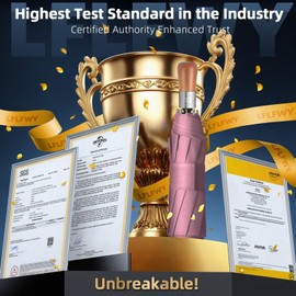 LFLFWY Compact Travel Umbrella Windproof Strong - Large Light Automatic Open&Close and Portable - Wind Resistant Folding Umbrellas Triple Canopy for Rain with 10 Ribs