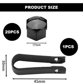 21PCS 17mm Wheel Nut Covers - Anti-Theft, Durable Wheel Centre Caps with Removal Tool for Most Car Wheels, Car Cover Protective Caps (Black)