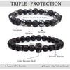 Black Obsidian Bracelet - Skull Bracelet - Tourmaline Beaded Bracelets
