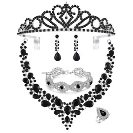 Paxuan Silver Gold Plated Wedding Bridal Crystal Rhinestone Jewelry Sets for Women Wedding Bridal Party