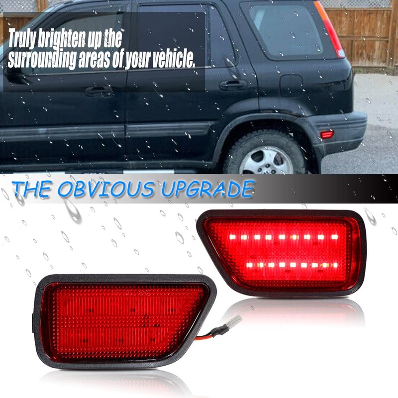 TurningMax 2x Red lens Red LED Rear Bumper Fender Side