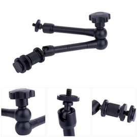Magic Arm With 11" Articulating Adjustable Friction/Two 360° Ball Heads With 1/4" Screw Threads, Compatible For Hot Shoe Cameras, Camcorders, and Various Devices